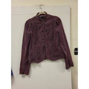 French Connection Womens Blazer Size 8 Purple Corduroy Jacket Top Basic Vintage